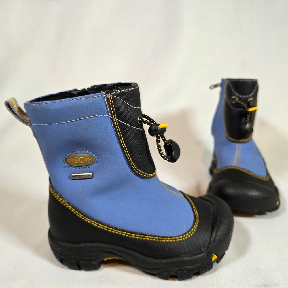 Keen Kids Waterproof Winter Boots Blue Black Yellow Toggle Zip Size 8 US Toddler